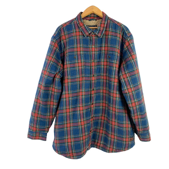 LL Bean Scotch Plaid Sherpa Lined Shirt Shacket XXLT 2XT NWT - Picture 1 of 5